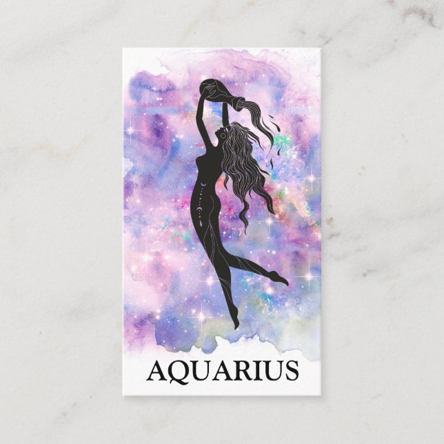 *~* AQUARIUS Zodiac Astrology Läser blå Rosa Visitkort (Framsida)