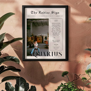 Aquarius   Zodiac Astrology Photo Newspaper Poster