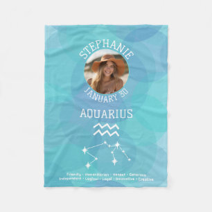 Aquarius Zodiac Astrology-tecken Foto Birthdate Fleecefilt