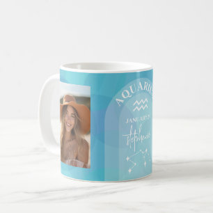 Aquarius Zodiac Astrology-tecken Foto Birthdate Kaffemugg