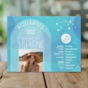 Aquarius Zodiac Astrology-tecken Foto Birthdate Vykort