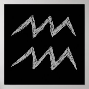 Aquarius. Zodiac Astrology-tecken. Svart. Poster