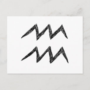 Aquarius. Zodiac Astrology-tecken. Svart. Vykort