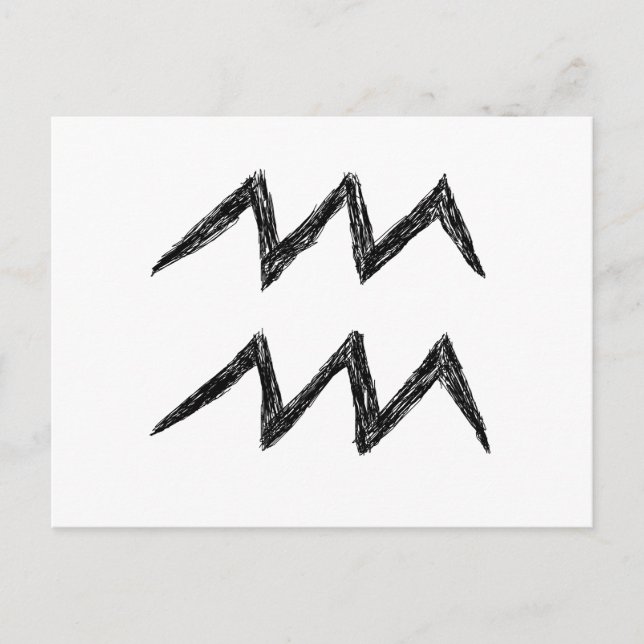 Aquarius. Zodiac Astrology-tecken. Svart. Vykort (Framsida)