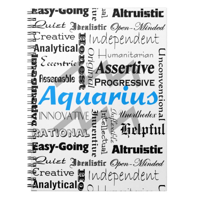 Aquarius Zodiac Astrology Traits Collage Anteckningsbok (Framsidan)