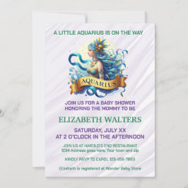 Aquarius Zodiac Baby Shower Lavender and Green Inbjudningar