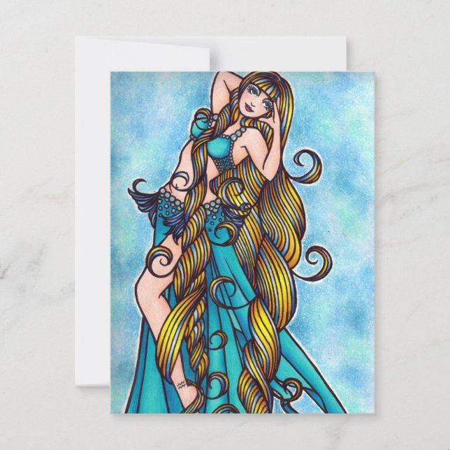 Aquarius Zodiac Belly Dance Card Anteckningskort (Framsida)