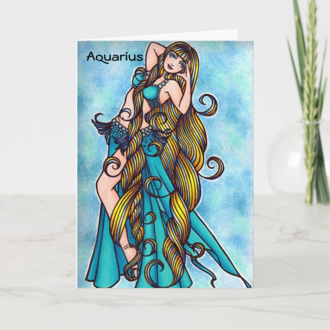 Aquarius Zodiac Belly Dance Card Kort (Framsida)