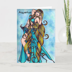 Aquarius Zodiac Belly Dance Card Kort