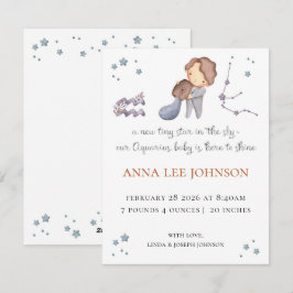 Aquarius Zodiac Birth Announcement Julkort
