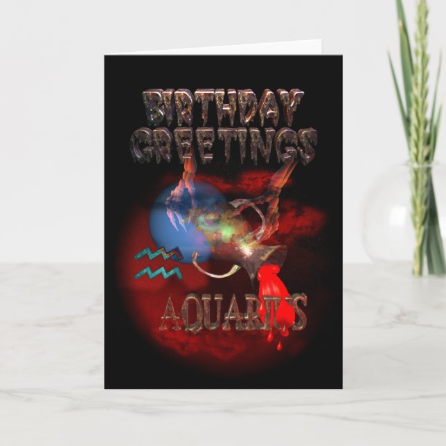 Aquarius Zodiac Birthday Greetings av Valxart Kort (Framsida)