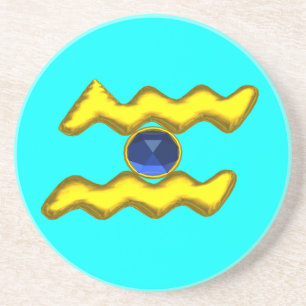 AQUARIUS ZODIAC BIRTHDAY JEWEL Blue Sapphire Underlägg Sandsten