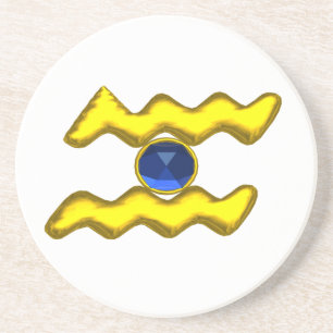 AQUARIUS ZODIAC BIRTHDAY JEWEL Blue Sapphire White Underlägg