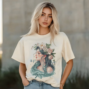 Aquarius Zodiac, Blommigt Woman, Botaniskt Älskare T Shirt