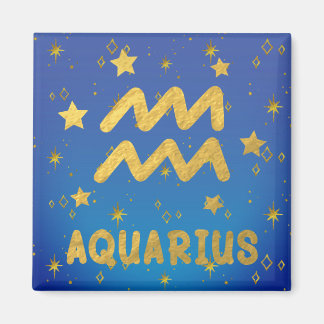 Aquarius Zodiac Blue och Guld Magnet
