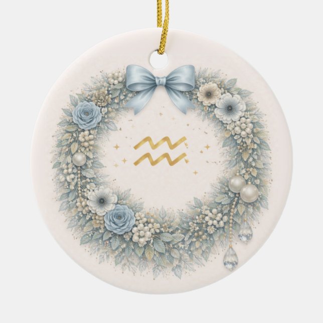 Aquarius Zodiac Christmas Ornament – Celestial Win (Framsidan)
