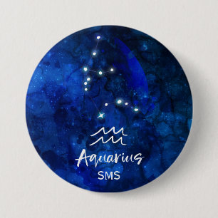 Aquarius Zodiac Constellation Blue Galaxy Monogram Knapp