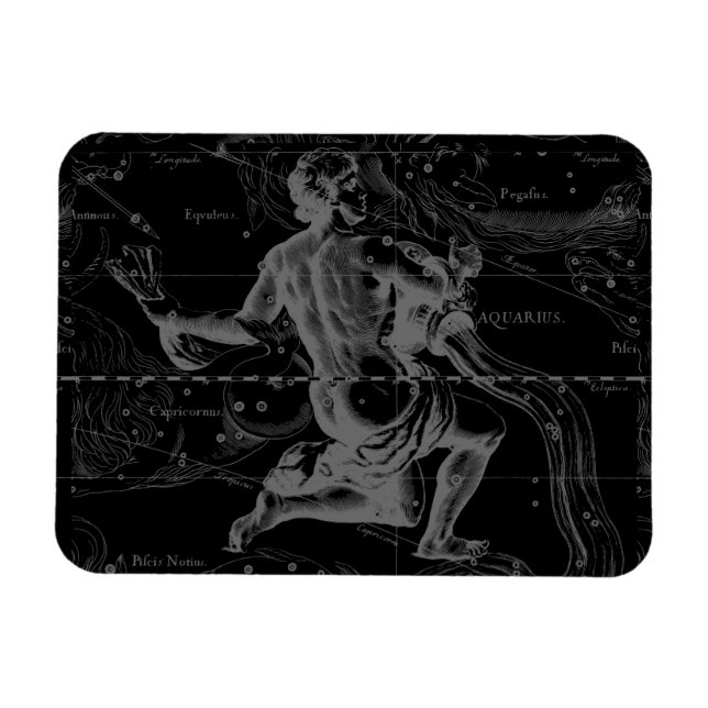 Aquarius Zodiac Constellation Hevelius 1690 Magnet (Horisontell)