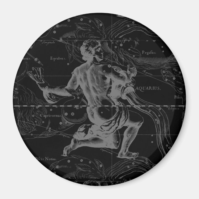 Aquarius Zodiac Constellation Hevelius 1690 Magnet (Framsidan)