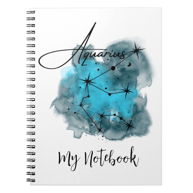 Aquarius Zodiac Constellation Watercolor Anteckningsbok (Framsidan)