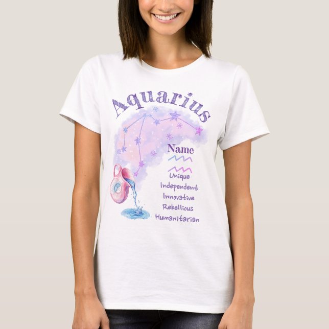 Aquarius Zodiac Design T-shirt *1 (Framsida)