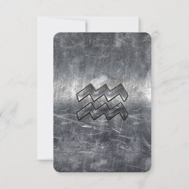 Aquarius Zodiac Distress Silver Steel Stil (Framsida)