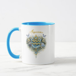 Aquarius Zodiac Floral Heart Mug – Elegant Astrolo Mugg
