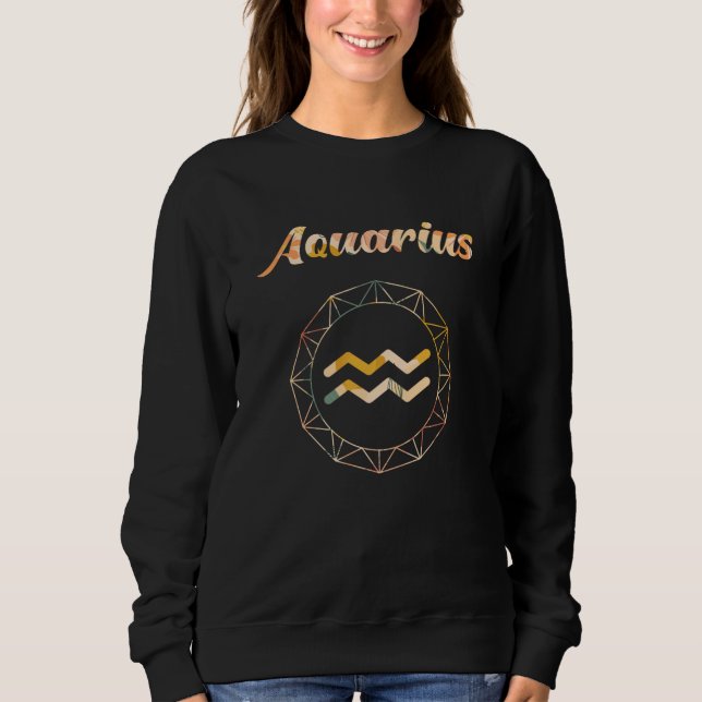 Aquarius Zodiac Flowers T Shirt (Framsida)