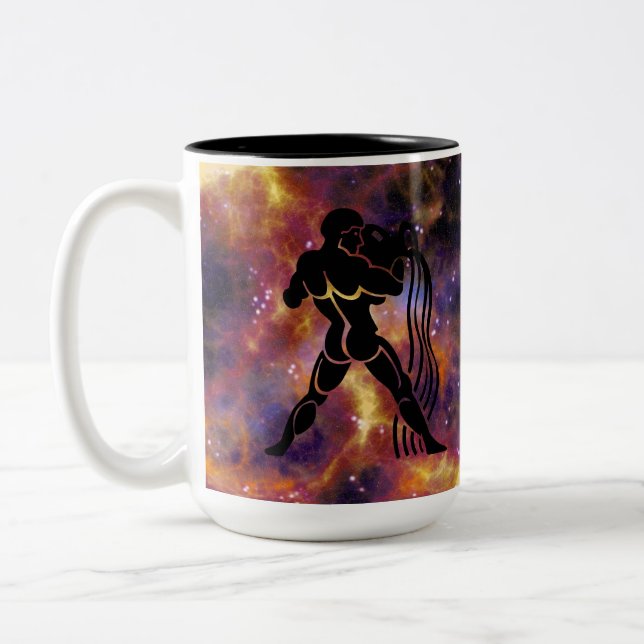 Aquarius Zodiac Galaxy Design – Astrology Horoscop Två-Tonad Mugg (Vänster)