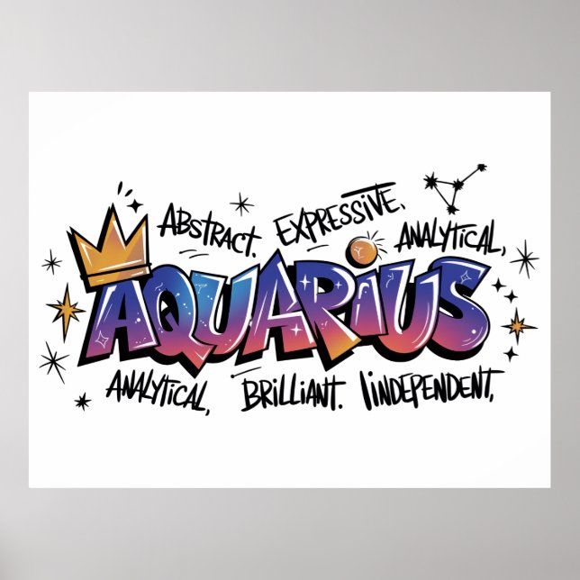 Aquarius Zodiac Graffiti  Poster (Framsidan)