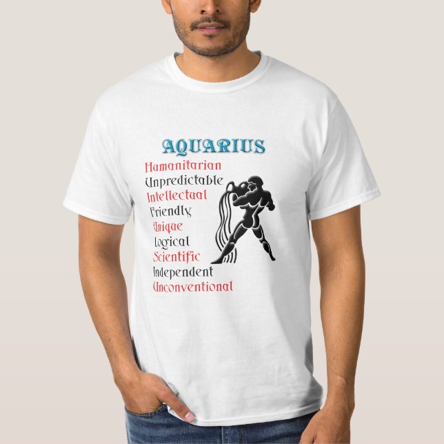 Aquarius Zodiac Horoscope-tecken Tee Shirt (Framsida)