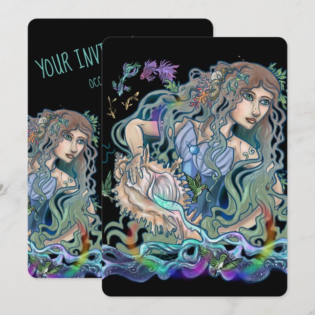 Aquarius Zodiac Inbjudningar (Fram/baksida)