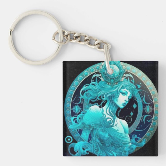 Aquarius Zodiac Keychain (Framsidan)