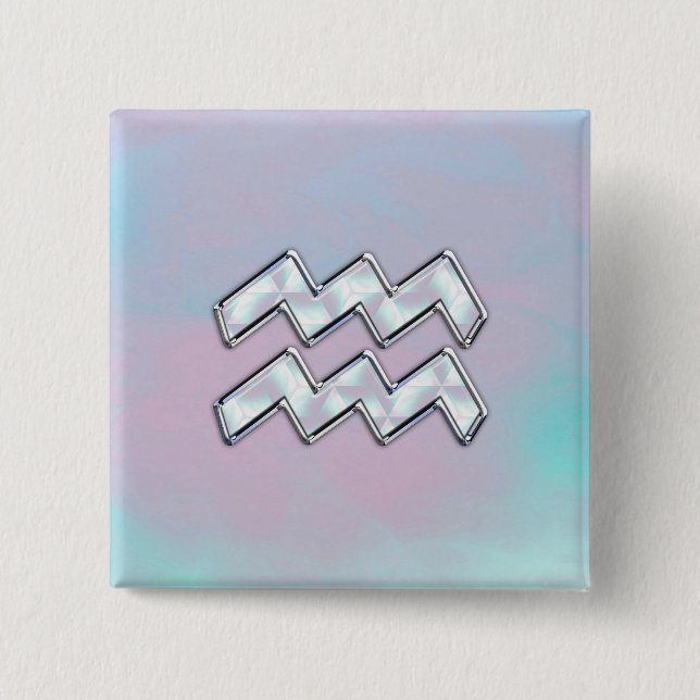 Aquarius Zodiac Mor i Pearl Stil Knapp (Framsida)