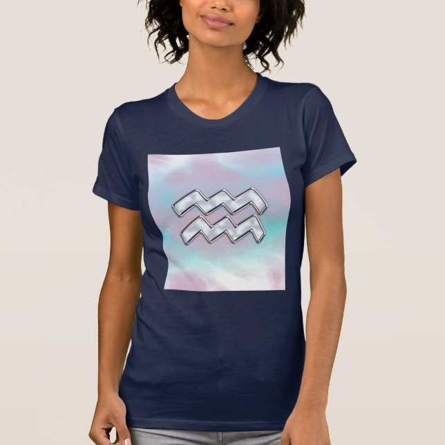 Aquarius Zodiac Mor i Pearl Stil T-shirt (Framsida)