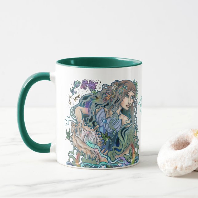 Aquarius Zodiac Mugg (Med munk)