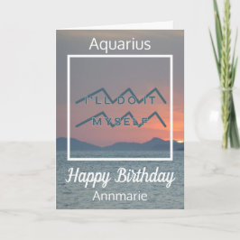 Aquarius Zodiac Note Blue & White Birthday Card Kort