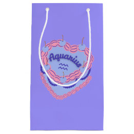 Aquarius Zodiac Pastel Heart Birthday Cake