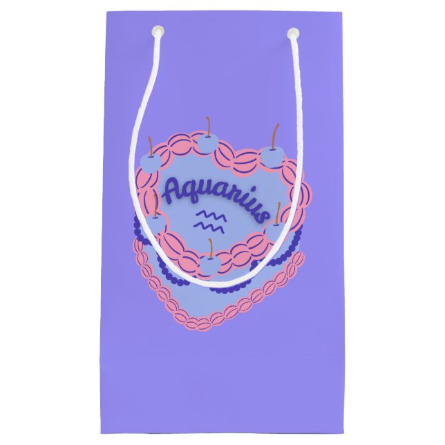 Aquarius Zodiac Pastel Heart Birthday Cake (Framsidan)
