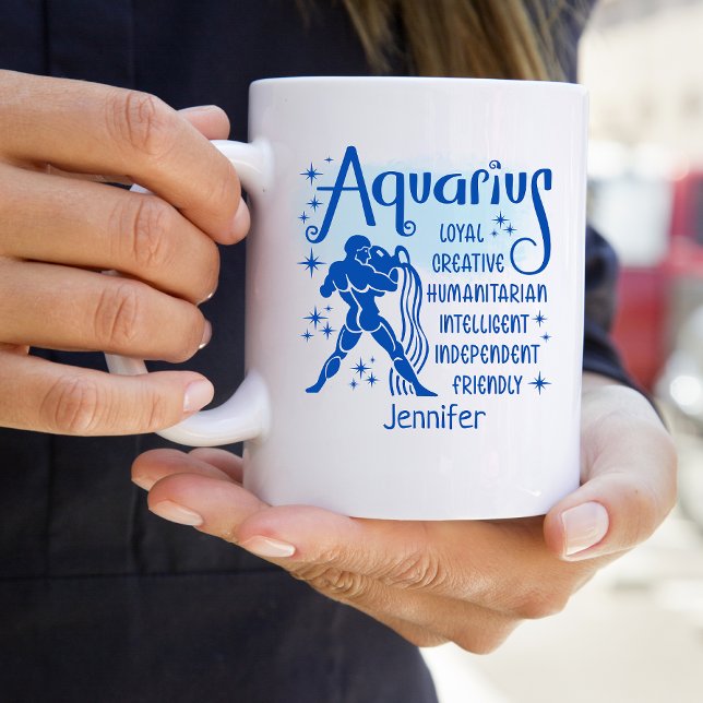 Aquarius Zodiac Personlig Traits Horoscope Kaffemugg (Skapare uppladdad)