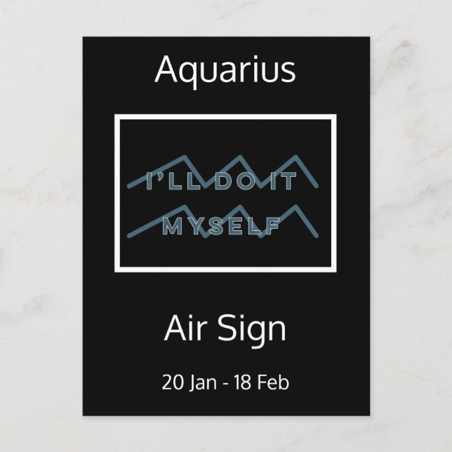 Aquarius Zodiac Quote Blue & White Postcard Vykort (Framsida)
