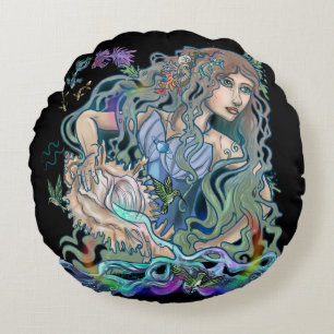 Aquarius Zodiac Rund Kudde