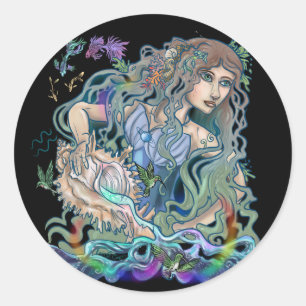Aquarius Zodiac Runt Klistermärke