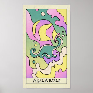 Aquarius Zodiac Sign Abstrakt Art Vintage affisch