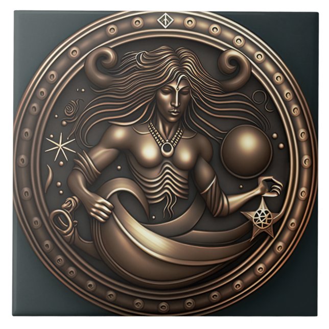 Aquarius Zodiac Sign Aquarius Horoscope Kakelplatta (Framsidan)