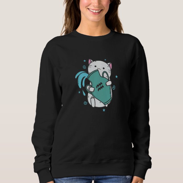 Aquarius Zodiac Sign as a Cat Horoscope T Shirt (Framsida)