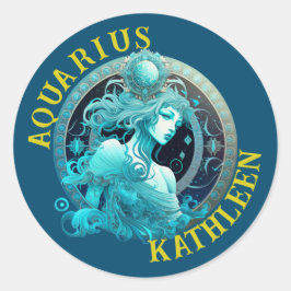 Aquarius Zodiac Sign Astrology Sticker Runt Klistermärke