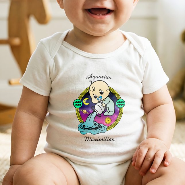 Aquarius Zodiac Sign Astrology Tecknad Horoscope T Shirt (Skapare uppladdad)