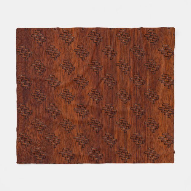 Aquarius Zodiac Sign Brown Mahogany Stil Fleecefilt (Framsidan (Horisontell))