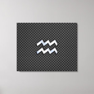 Aquarius Zodiac Sign Carbon Fiber Stil Canvastryck